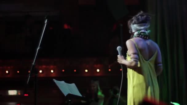 Woman girl jazz singer sings on stage. Kyiv. Ukraine — 비디오