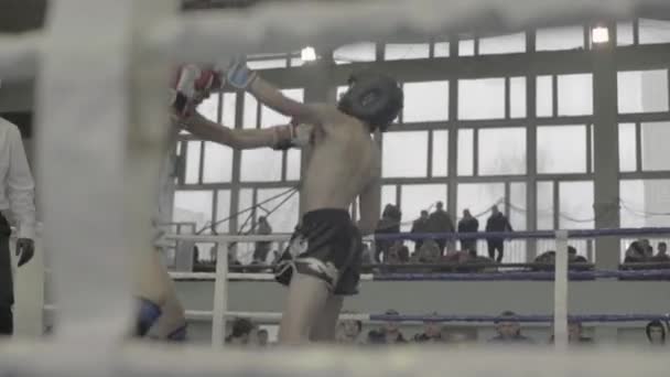 Kickboxing. The fight in the ring. Competition. Kyiv. Ukraine — Stock Video