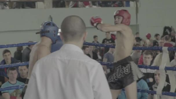 跆拳道 拳击场上的战斗 竞争。 Kyiv 。 乌克兰。 慢动作 — 图库视频影像