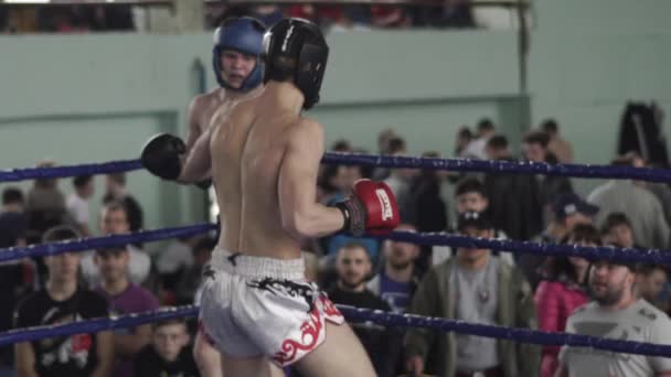 Kickboxing. Le combat sur le ring. La concurrence. Kiev. Ukraine. Mouvement lent — Video