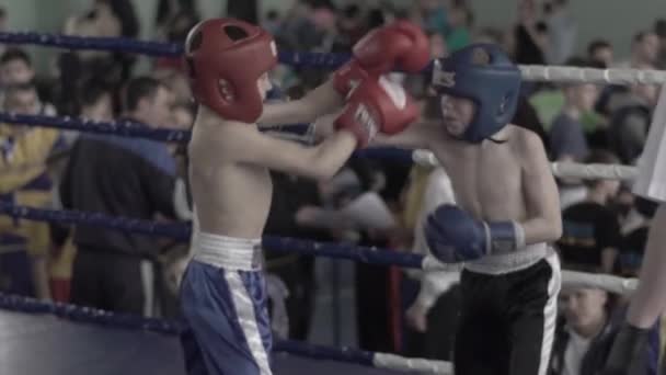 Kickboxing. Walka na ringu. Konkurencja. Kijów. Ukraina. Zwolniony ruch — Wideo stockowe