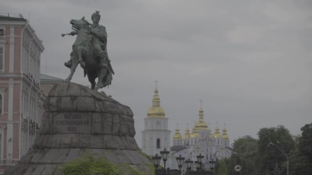 Пам'ятник Богдану Хмельницькому. Київ. Україна — стокове відео