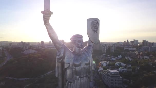Pomnik Ojczyzny. Z powietrza. Kijów. Ukraina — Wideo stockowe
