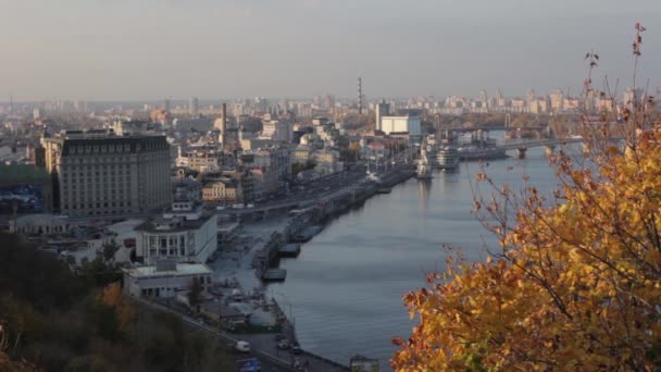 Dnipro River. Kyiv. Ukraine. Autumn — Stock Video