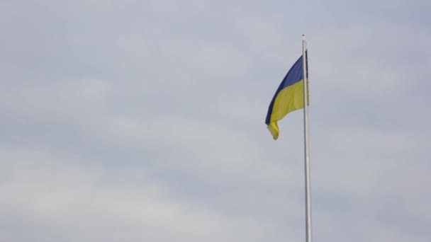 Bandera de Ucrania. Plaza de la Independencia. Maidan. Kiev. Ucrania. Otoño — Vídeos de Stock