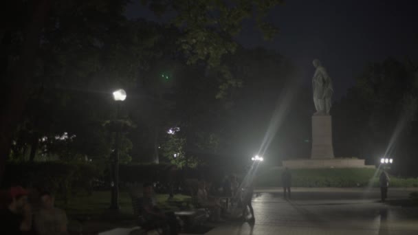 Gece Taras Shevchenko anıtı. Kyiv. Ukrayna — Stok video
