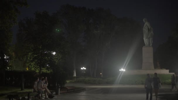 Monumento a Taras Shevchenko à noite. Kiev. Ucrânia — Vídeo de Stock