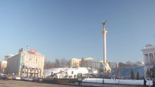 Praça da Independência. Maidan. Kiev. Ucrânia. Inverno — Vídeo de Stock