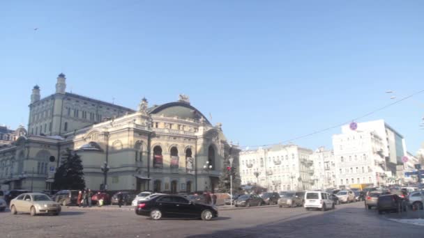 Ópera Nacional de Ucrania. Kiev. Invierno — Vídeos de Stock