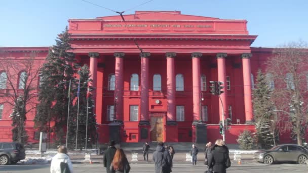 Nemzeti Egyetem. Kijevben. Ukrajnában. Tél — Stock videók