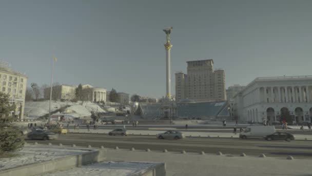 Piazza dell'Indipendenza. Maidan. Kiev. Ucraina. Inverno — Video Stock