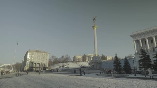 Bağımsızlık Meydanı. Meydan. Kyiv. Ukrayna. Kış — Stok video