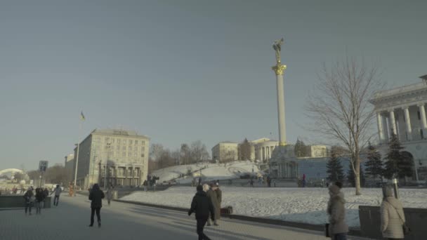Πλατεία Ανεξαρτησίας. Μαϊντάν. Κίεβο. Ουκρανία. Χειμώνας — Αρχείο Βίντεο