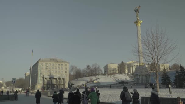 Piazza dell'Indipendenza. Maidan. Kiev. Ucraina. Inverno — Video Stock