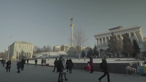 Bağımsızlık Meydanı. Meydan. Kyiv. Ukrayna. Kış — Stok video