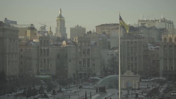 Praça da Independência. Maidan. Kiev. Ucrânia. Inverno — Vídeo de Stock