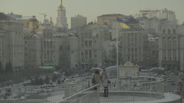 Plac Niepodległości. Maidan. Kijów. Ukraina. Zima — Wideo stockowe