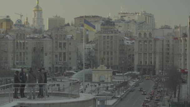 Plaza de la Independencia. Maidan. Kiev. Ucrania. Invierno — Vídeos de Stock