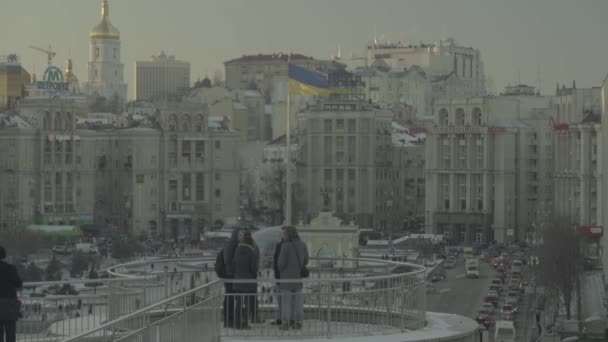 Plaza de la Independencia. Maidan. Kiev. Ucrania. Invierno — Vídeos de Stock