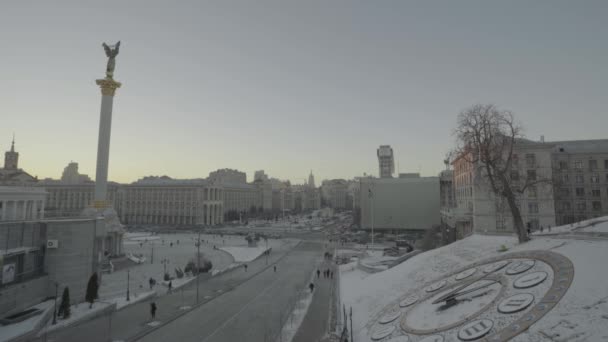 独立广场 迈丹 Kyiv 。 乌克兰。 冬季 — 图库视频影像