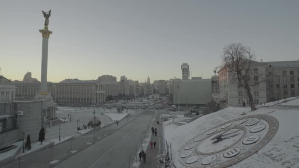 独立广场 迈丹 Kyiv 。 乌克兰。 冬季 — 图库视频影像