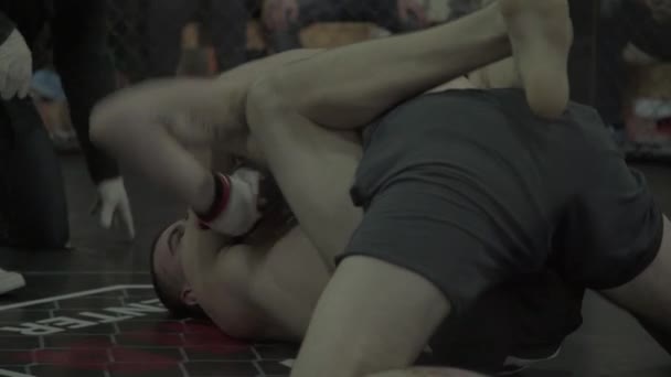 Harcolj a Mma nyolcszögben. Kijevben. Ukrajna — Stock videók