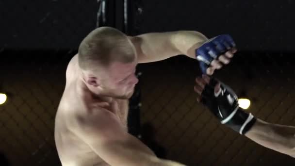 Slåss i Mma-oktagonen. Sakta i backarna. Kiev. Ukraina — Stockvideo