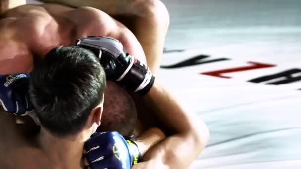 Luta no octógono MMA. Movimento lento. Kiev. Ucrânia — Vídeo de Stock