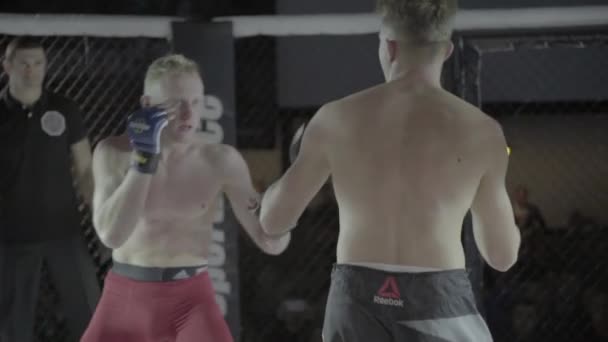 Battez-vous dans l'octogone MMA. Au ralenti. Kiev. Ukraine — Video