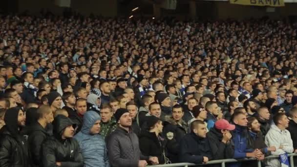 Maç boyunca stadyumdaki taraftarlar. Olimpiyskiy. Kyiv. Ukrayna. — Stok video