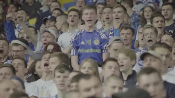 Les fans au stade pendant le match. Au ralenti. Olimpiyskiy. Kiev. Ukraine . — Video