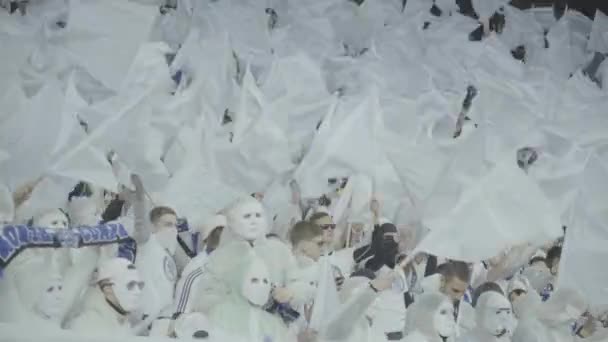 Fans in the stadium during the game. Olimpiyskiy. Kyiv. Ukraine. — Stock Video