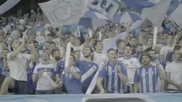 Aficionados en el estadio durante el partido. Olimpiyskiy. Kiev. Ucrania. — Vídeo de stock