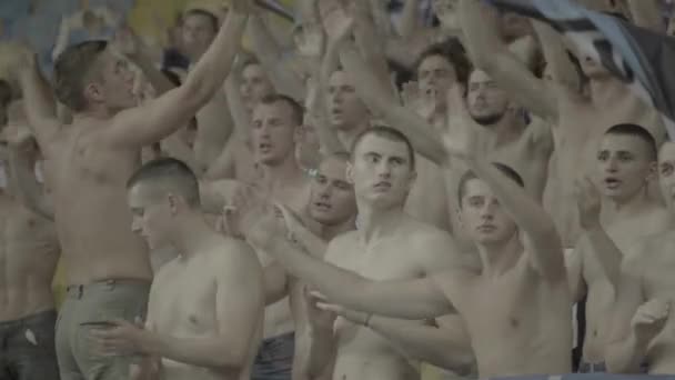 Fans während des Spiels im Stadion. Olimpiyskiy. Kiew. Ukraine. — Stockvideo