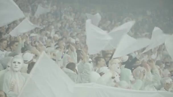 Ventilateurs dans le stade pendant le match. Olimpiyskiy. Kiev. Ukraine. — Video