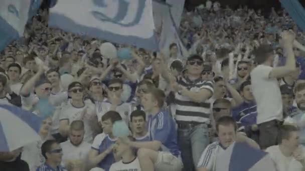 Ventilateurs dans le stade pendant le match. Olimpiyskiy. Kiev. Ukraine. — Video