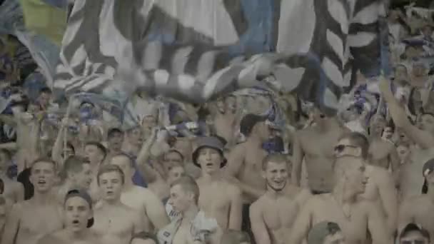 Aficionados en el estadio durante el partido. Olimpiyskiy. Kiev. Ucrania. — Vídeos de Stock