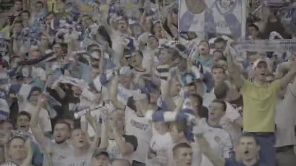 Ventilatori nello stadio durante la partita. Olimpiyskiy. Kiev. Ucraina. — Video Stock