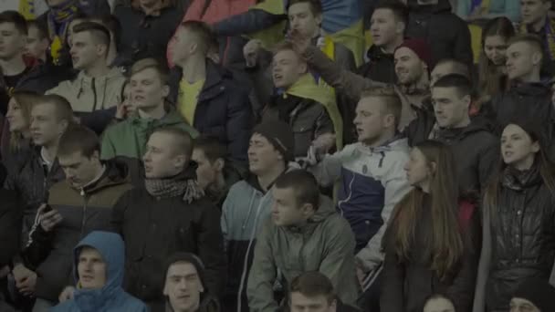 Fans während des Spiels im Stadion. Olimpiyskiy. Kiew. Ukraine. — Stockvideo