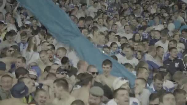 試合中のスタジアムのファン。オリンピィスキーだ。キエフ。ウクライナ. — ストック動画