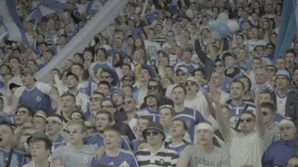 Ventilateurs dans le stade pendant le match. Olimpiyskiy. Kiev. Ukraine. — Video