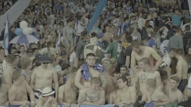 Aficionados en el estadio durante el partido. Olimpiyskiy. Kiev. Ucrania. — Vídeo de stock