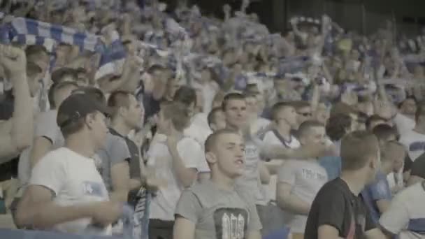 Fanoušci na stadionu během hry. Olimpiyskiy. Kyjev. Ukrajina. — Stock video