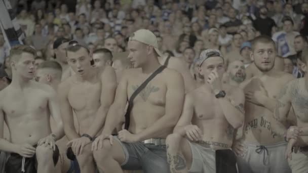 Fans während des Spiels im Stadion. Olimpiyskiy. Kiew. Ukraine. — Stockvideo