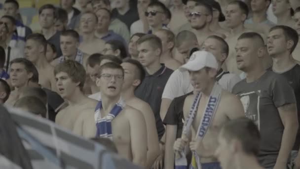 Fans während des Spiels im Stadion. Olimpiyskiy. Kiew. Ukraine. — Stockvideo