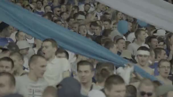 Θαυμαστές στο γήπεδο κατά τη διάρκεια του αγώνα. Ολιμπίσκι. Κίεβο. Ουκρανία. — Αρχείο Βίντεο