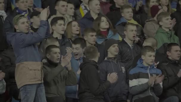 Fans in the stadium during the game. Olimpiyskiy. Kyiv. Ukraine. — Stock Video