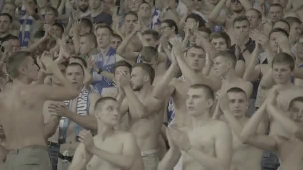 Fans während des Spiels im Stadion. Olimpiyskiy. Kiew. Ukraine. — Stockvideo