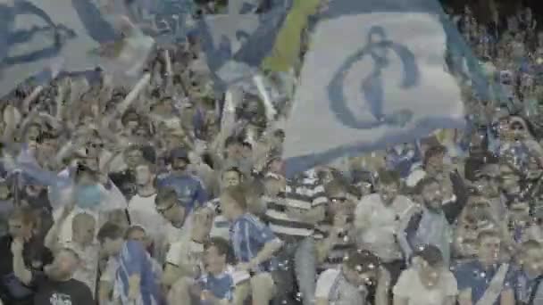 Ventilateurs dans le stade pendant le match. Olimpiyskiy. Kiev. Ukraine. — Video