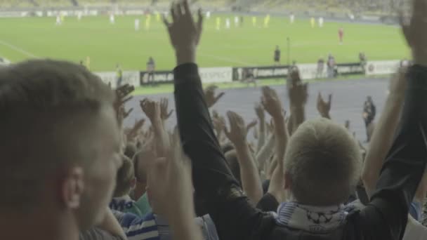 Fani na stadionie podczas meczu. Olimpijski. Kijów. Ukraina. — Wideo stockowe